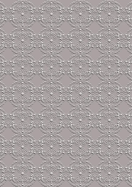 Beige background with white ornament — ストック写真